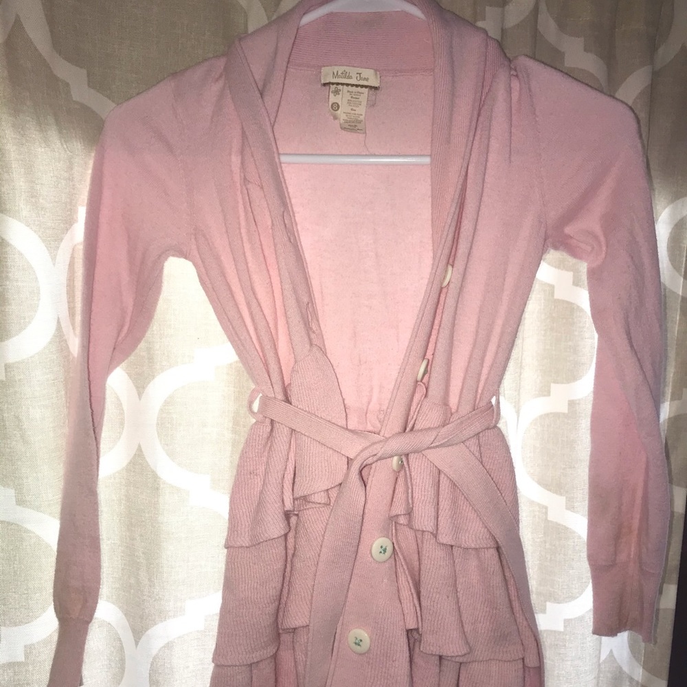 Girls Matilda Jane Pink Ruffle Sweater 8